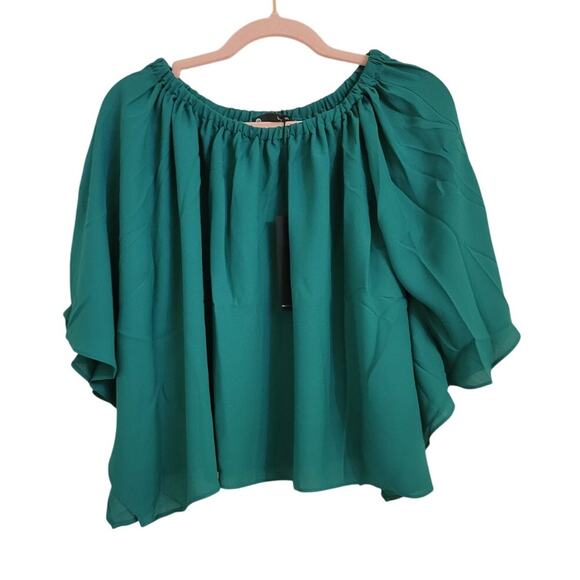 NWT Revolve Krisa Chiffon White Flutter Sleeve Short Sleeve Top XS - Picture 1 of 4